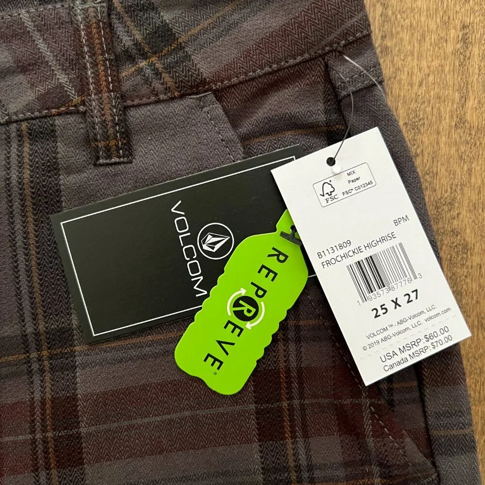 Volcom Women's Frochickie Highrise Ankle Fit Plaid Pant, Size 25 x 27 - NWT - Picture 4 of 8